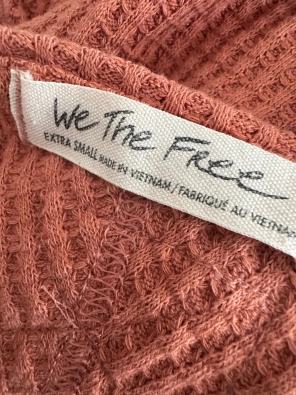 We The Free Waffle Knit Oversized V-Neck Thermal Top Pink XS - Picture 5 of 7